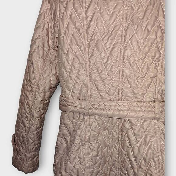 Via Spiga Womens Puffer Sz XS Pink Jacket Hood Belted classiccore Whimsicore Y2K - Picture 6 of 10
